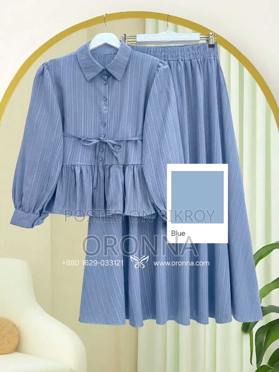 Button-Down Ruffled Top and Skirt Set
