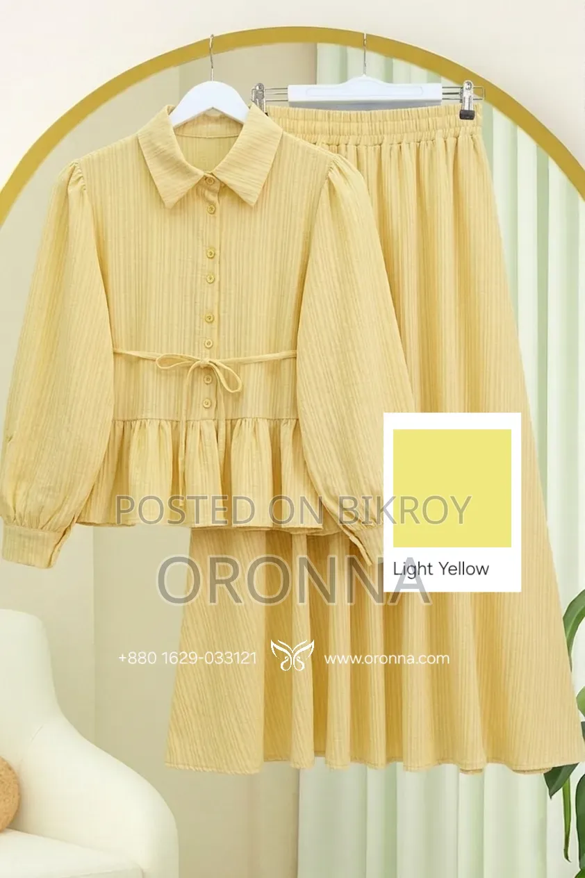 Button-Down Ruffled Top and Skirt Set