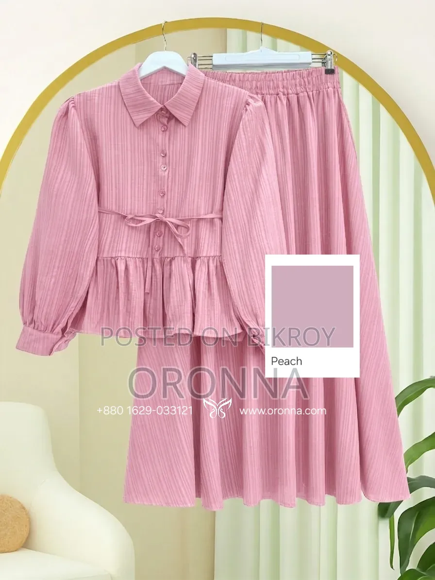 Button-Down Ruffled Top and Skirt Set