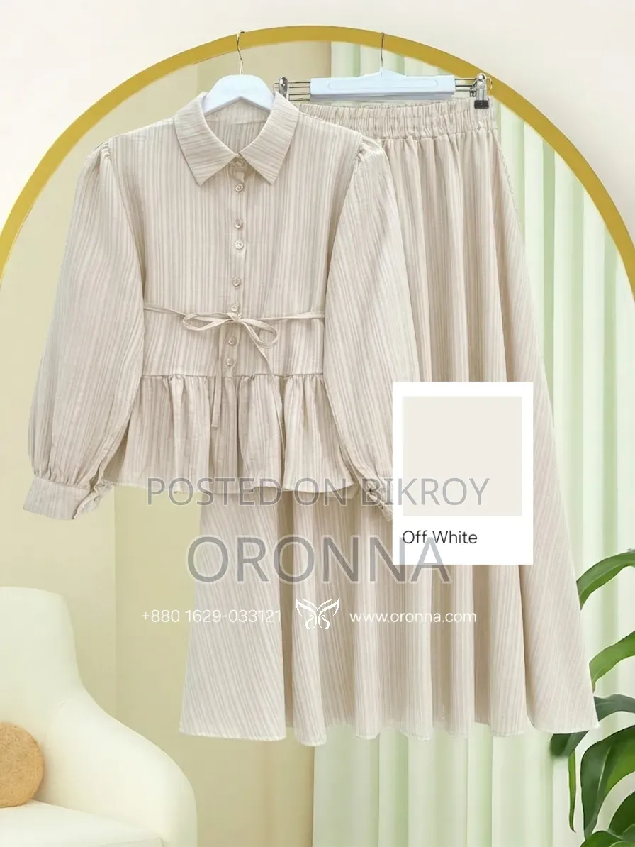 Button-Down Ruffled Top and Skirt Set
