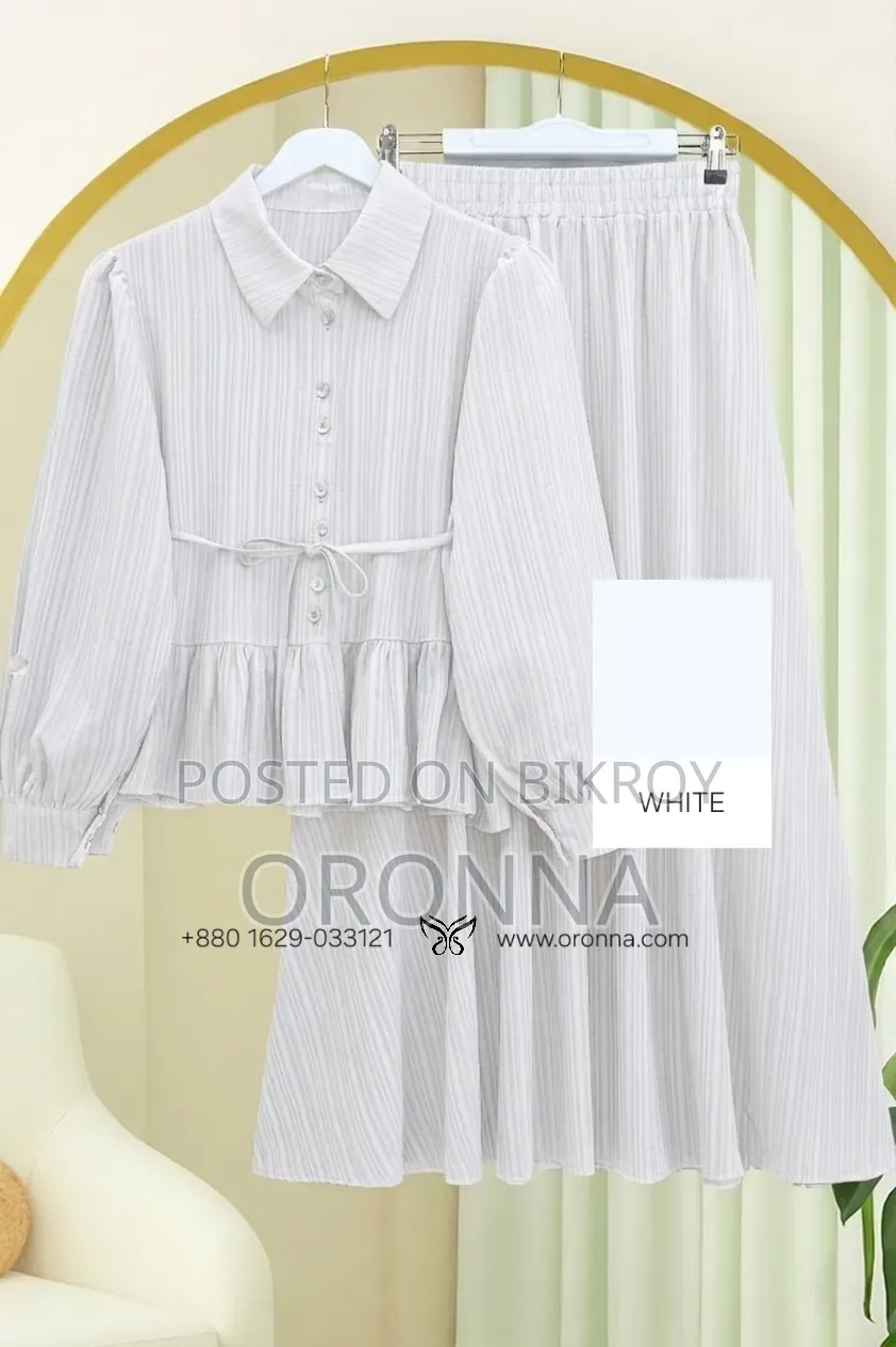 Button-Down Ruffled Top and Skirt Set