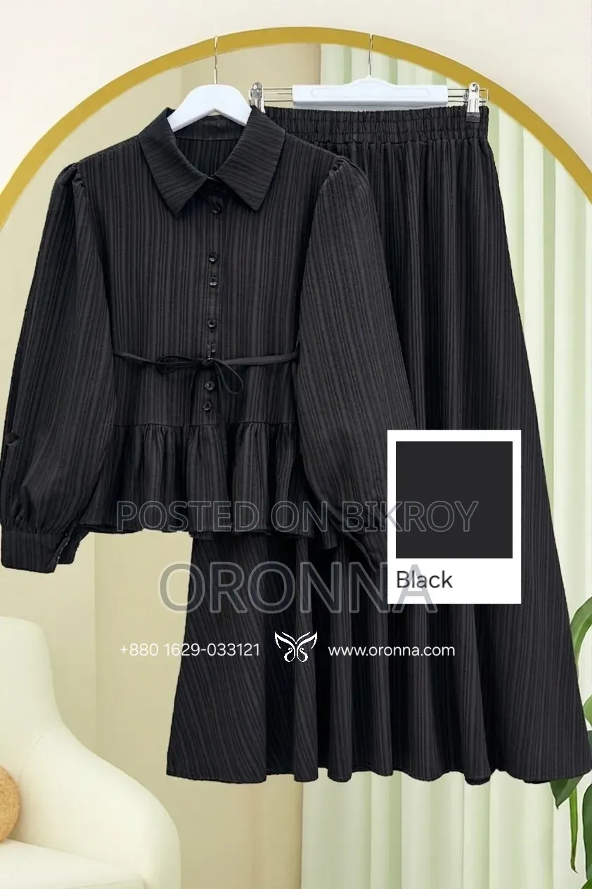 Button-Down Ruffled Top and Skirt Set