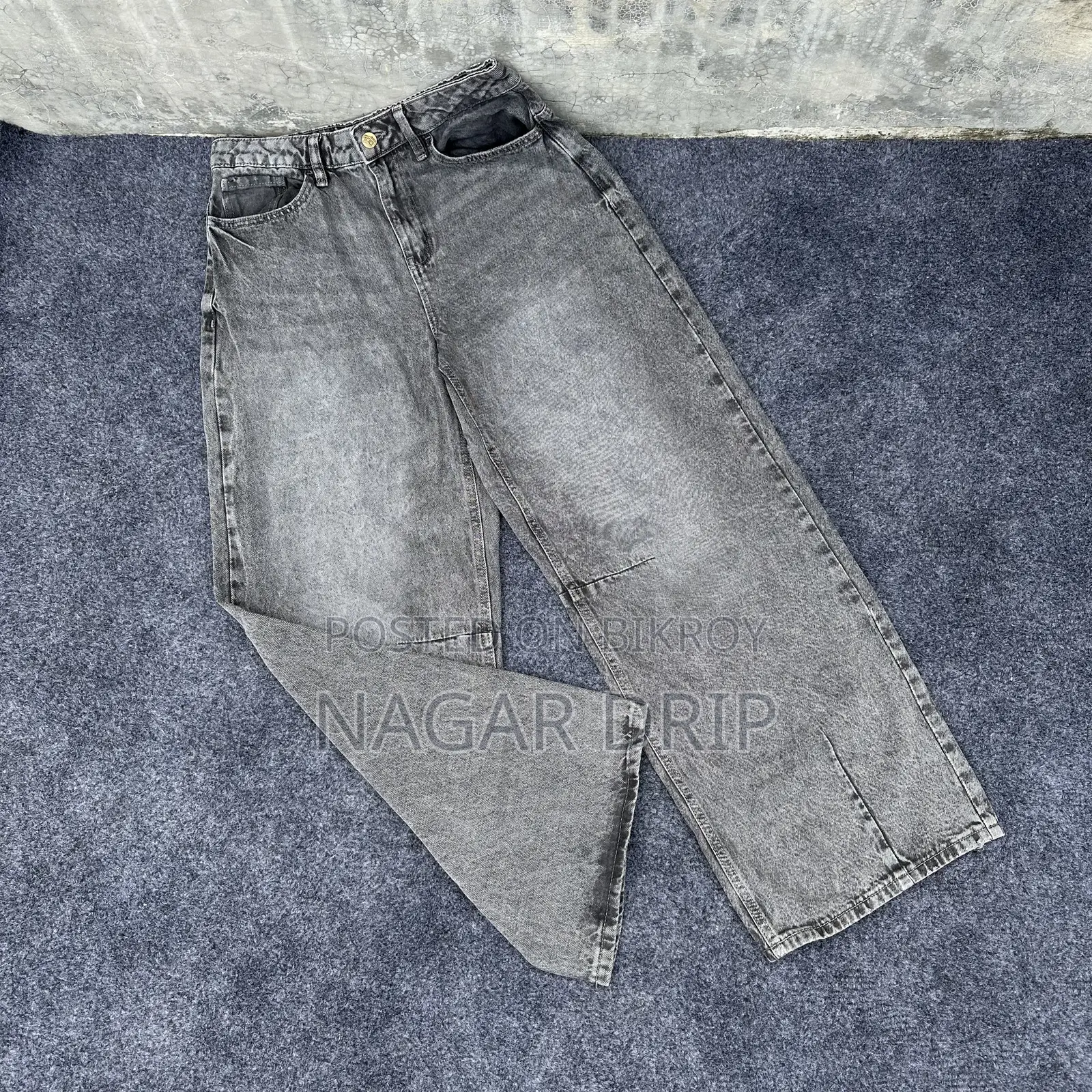 Export Quality Washed Grey Semi Baggy Pants