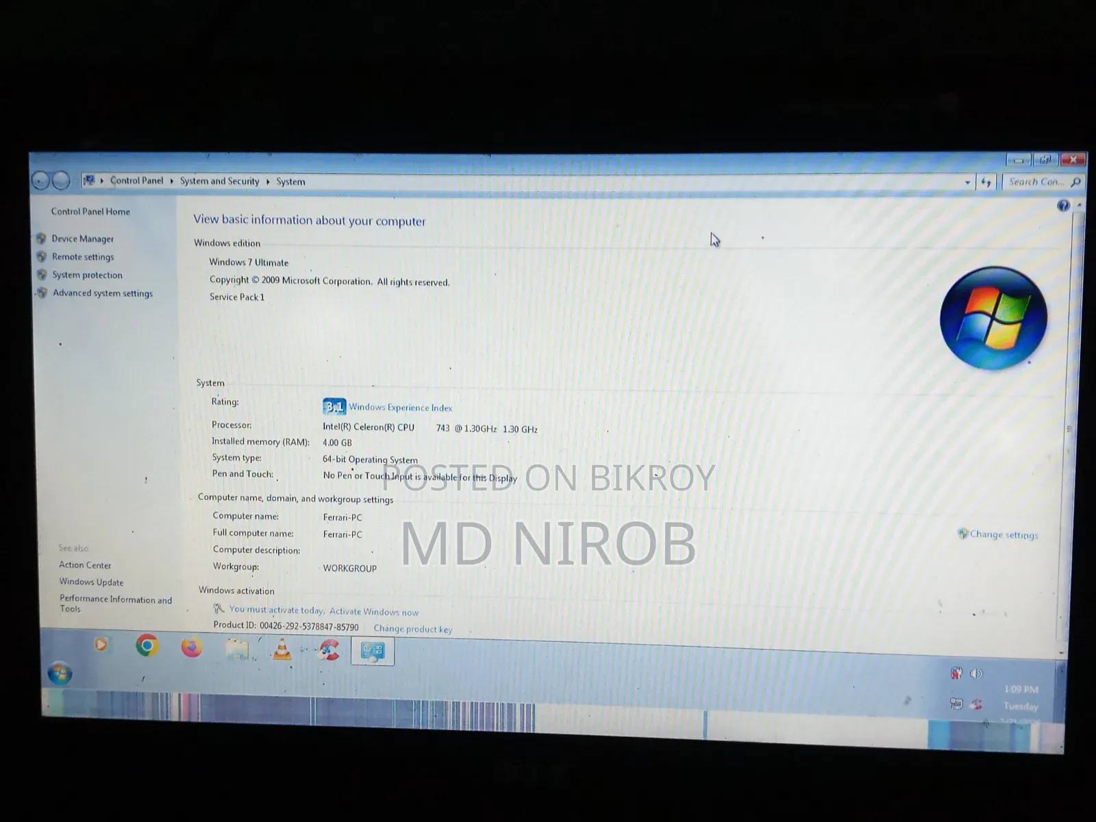 Laptop Acer Aspire One 4GB Intel Pentium HDD 256GB