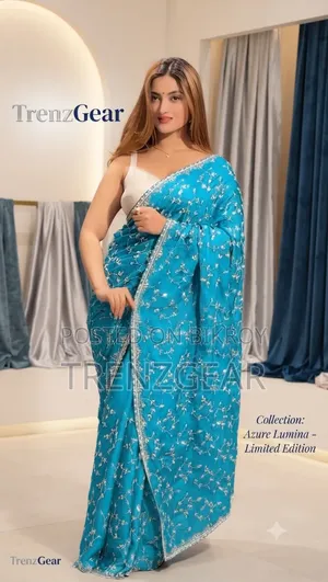 TrenzGear Exclusive Sequence and Embroidery Georgette Saree