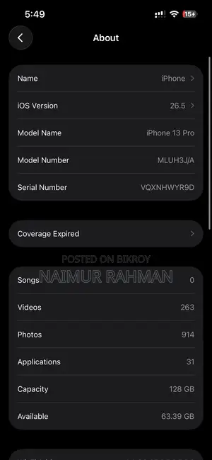 New Apple iPhone 13 Pro 128 GB Gold
