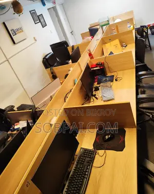 Used 10-Seater Wooden Office Workstation Set With Side Cabinets