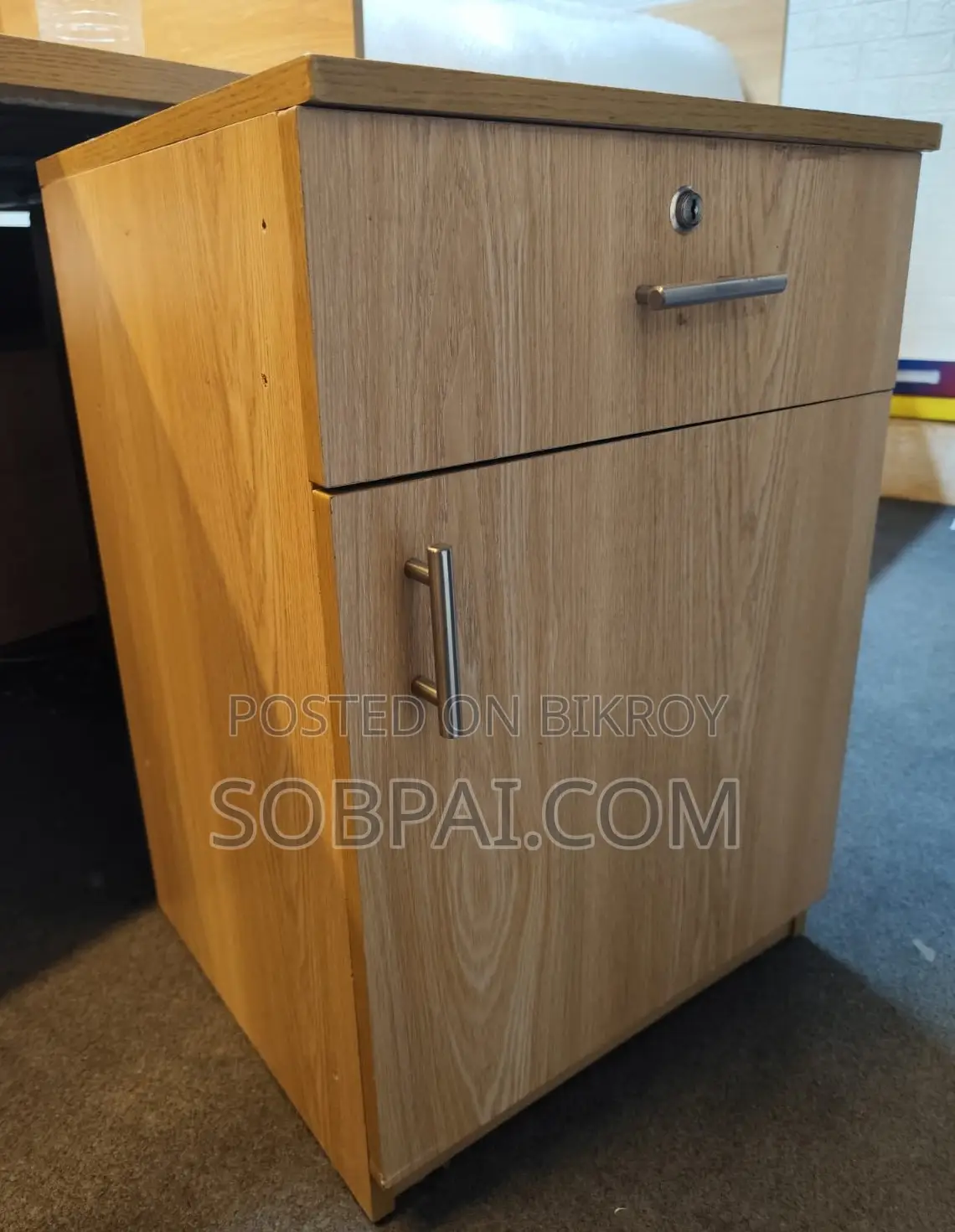 Used 10-Seater Wooden Office Workstation Set With Side Cabinets