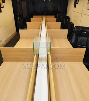 Used 10-Seater Wooden Office Workstation Set With Side Cabinets