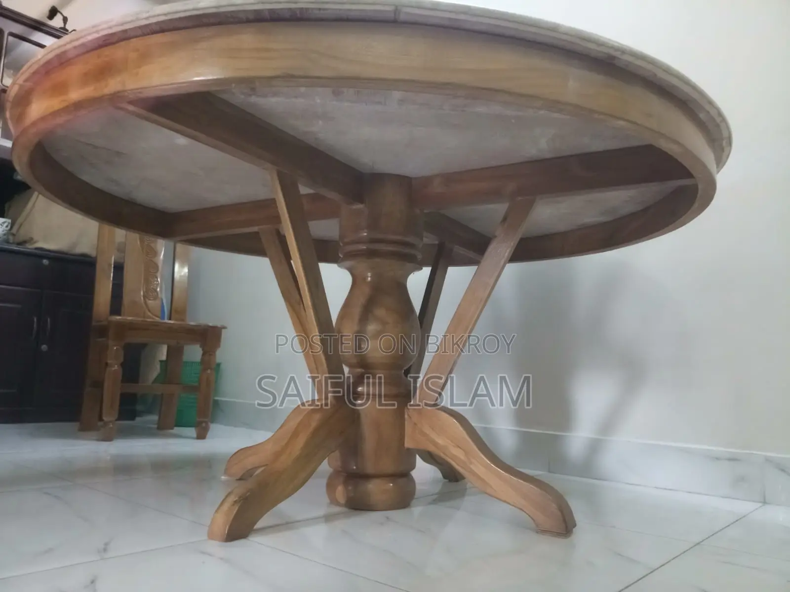 মার্বেল রাউন্ড ডাইনিং টেবিল ও চেয়ার