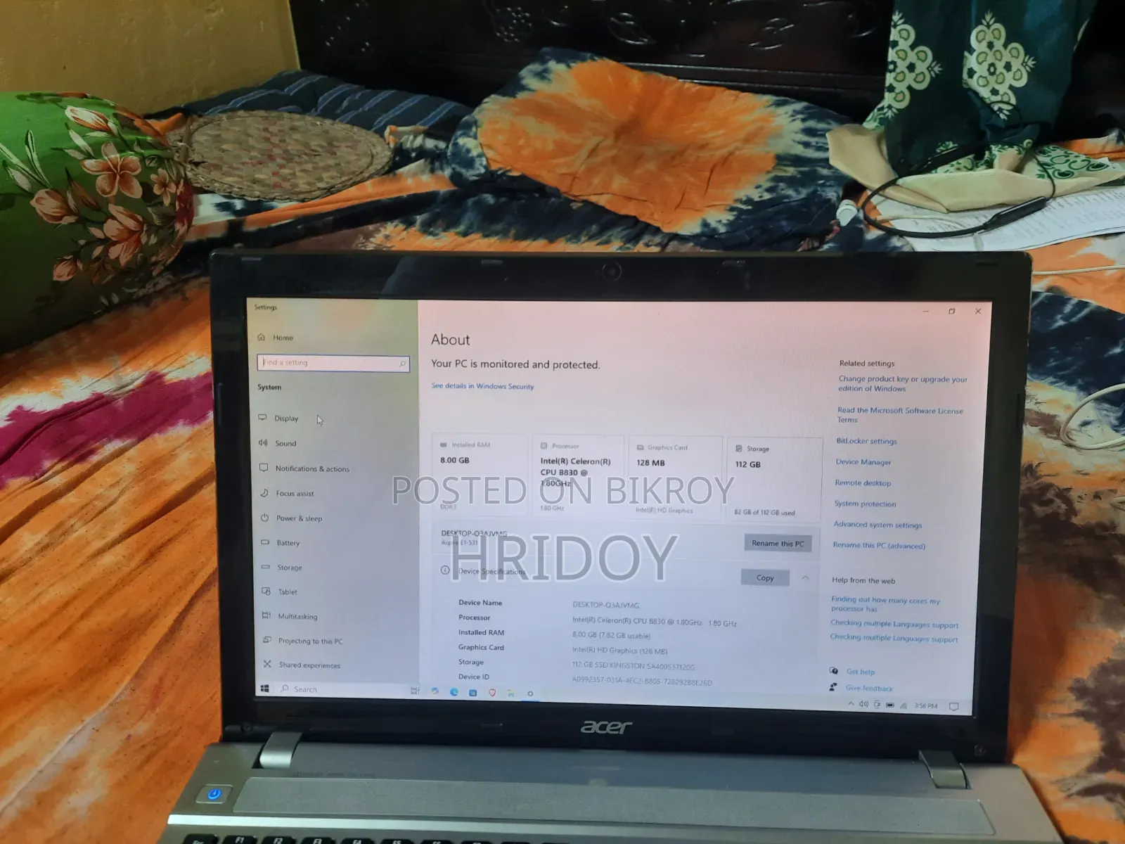 Laptop Acer Aspire E1-531 8GB Intel SSD 128GB