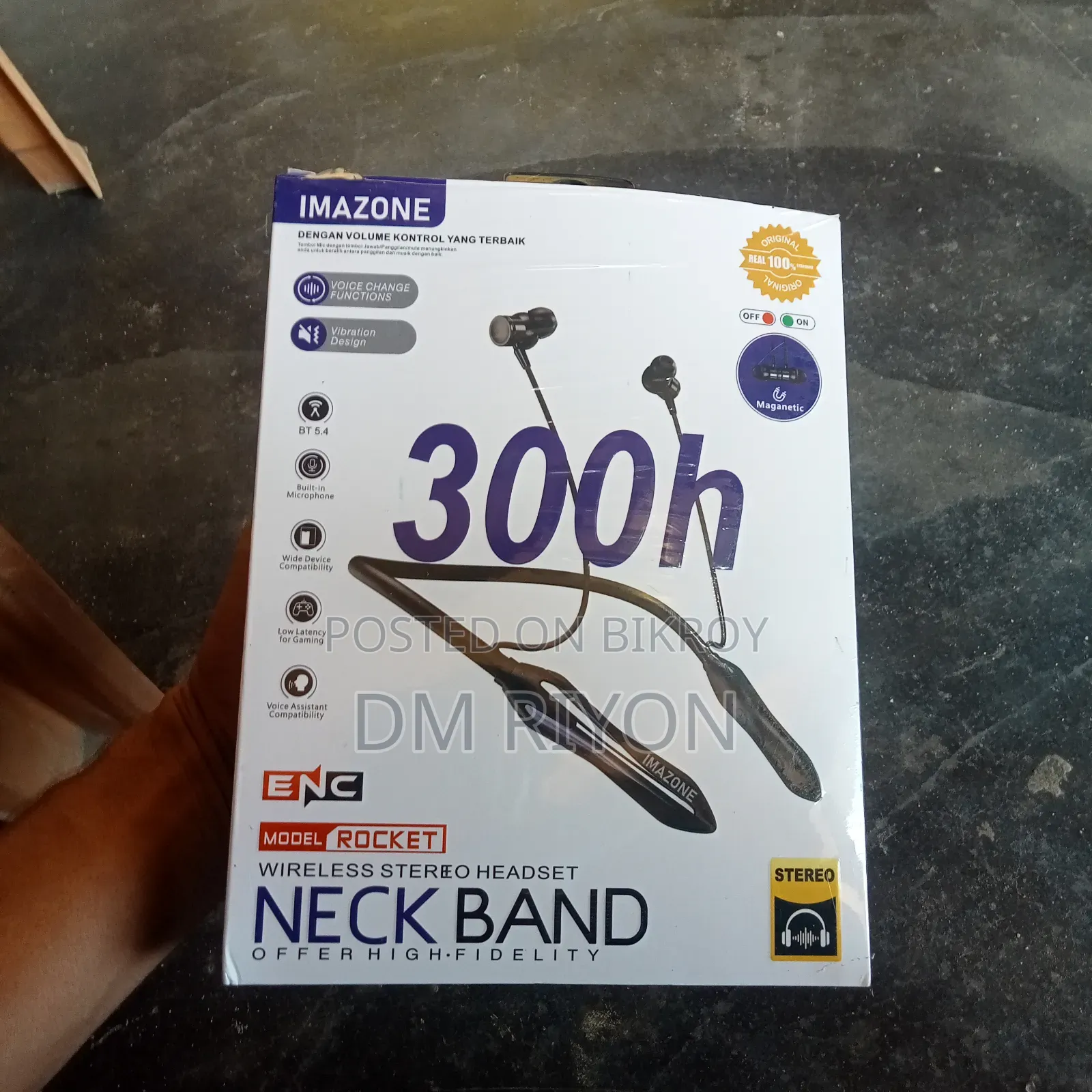 Enc, Mooel Rocet. Wireless Stereo Headset Neckband. Imazone, Dengan