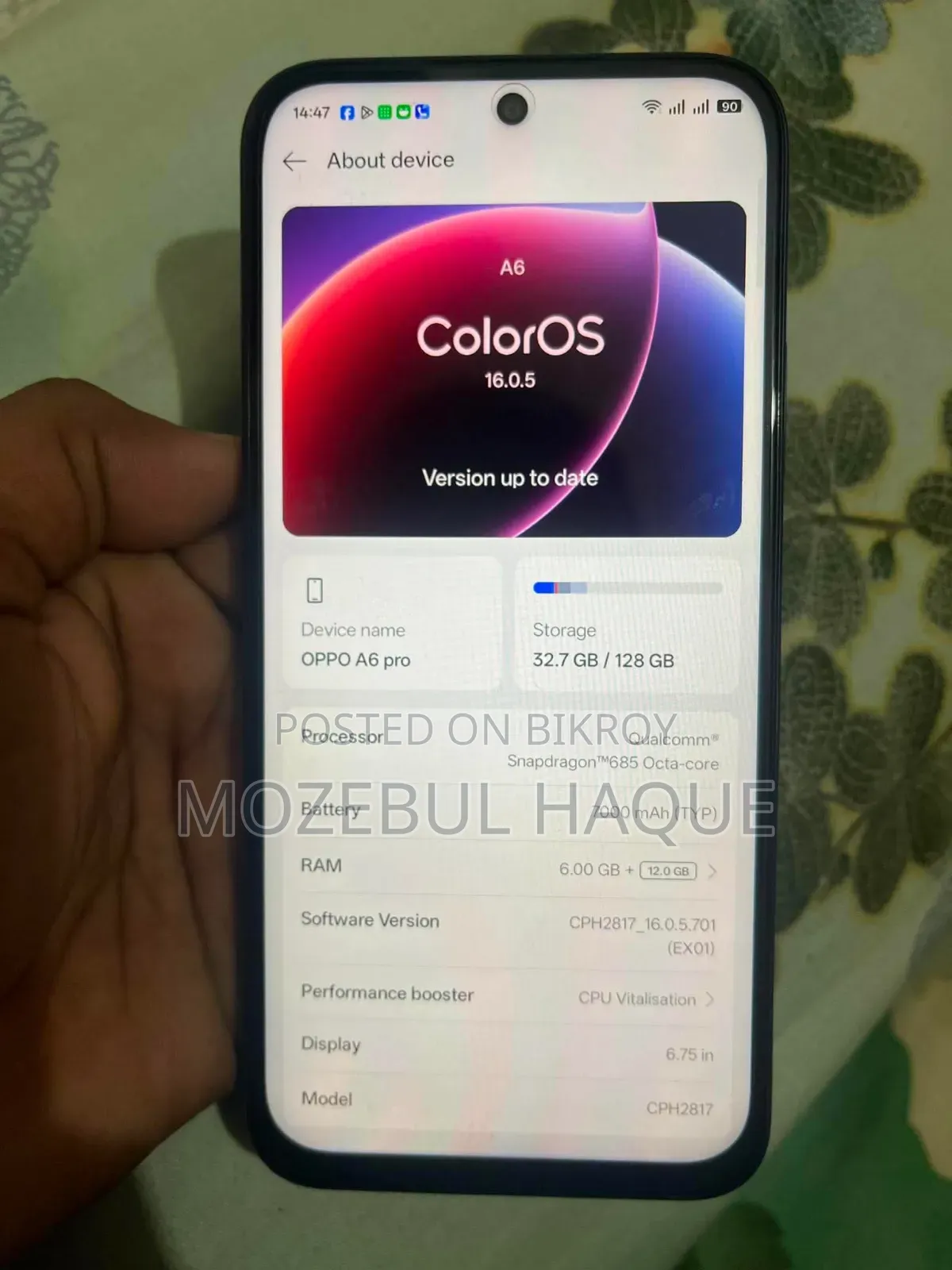 নিউ অপো A6 5G ১২৮ জিবি ব্ল্যাক