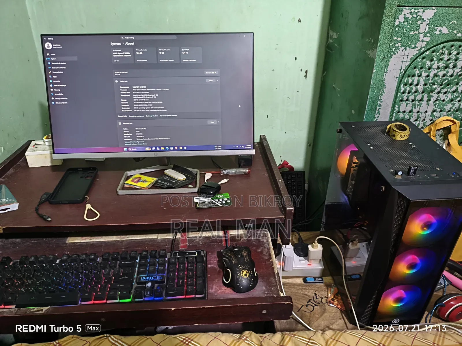 Desktop Computer HP 200 G4 16GB AMD Ryzen 5 SSHD+SSD 1T