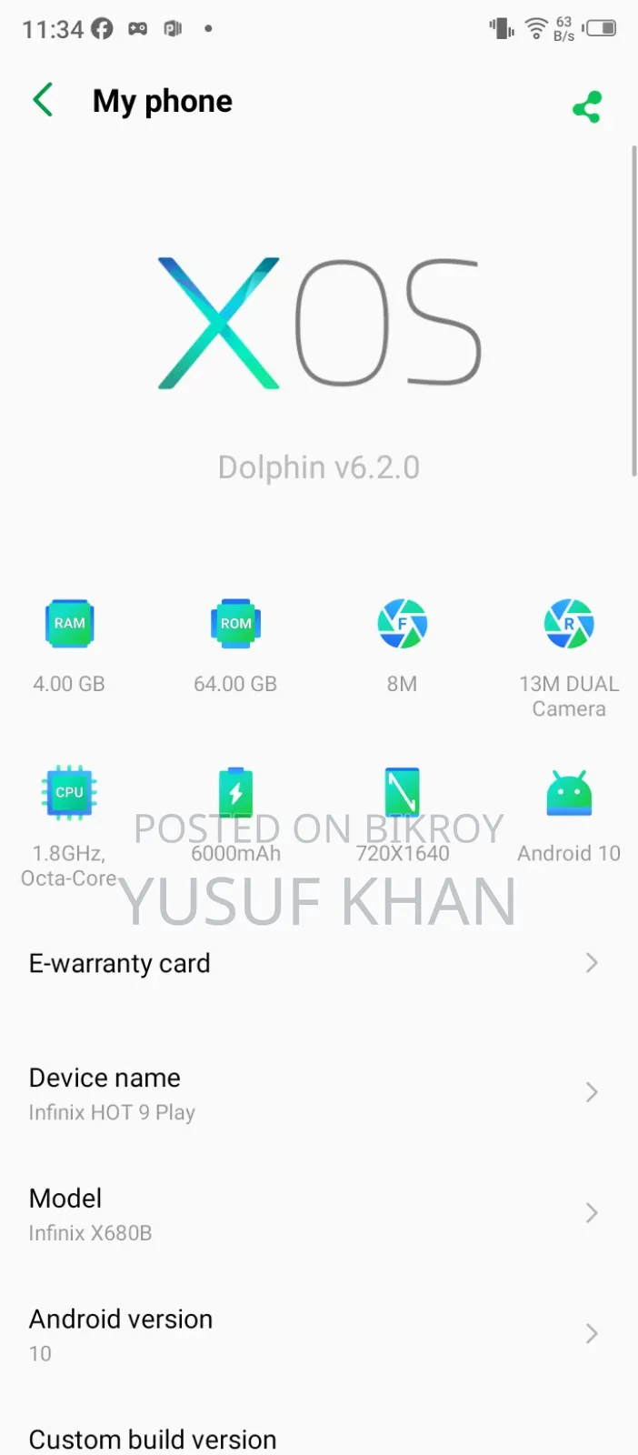 Infinix Hot 9 Play 32 GB Blue
