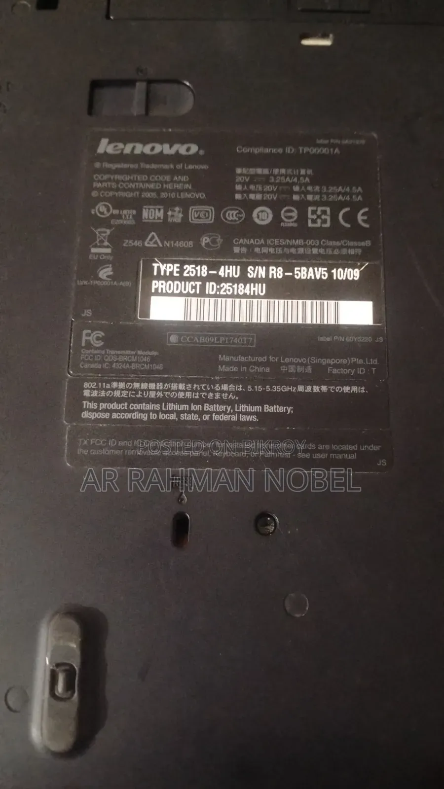 Laptop Lenovo ThinkPad T410 4GB Intel Core I5 HDD 320GB