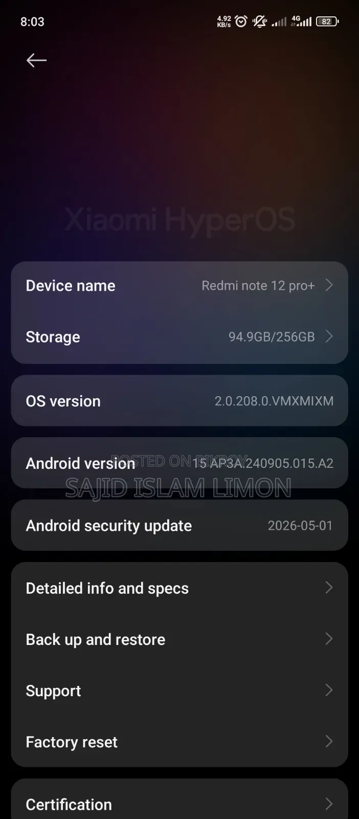 Xiaomi Redmi Note 12 256 GB Black