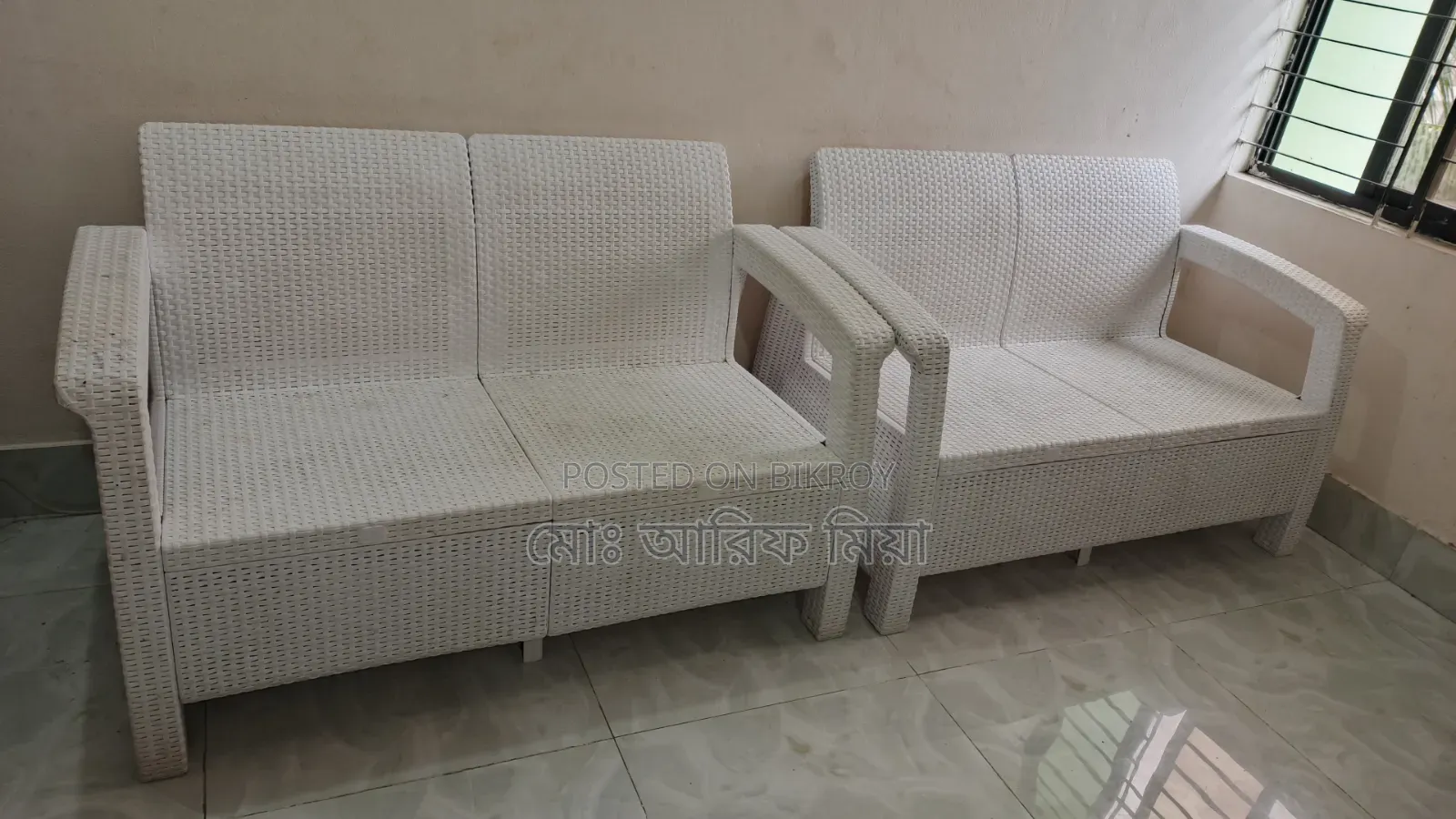 Caino Sofa Double (Two Set) With Foam White Cover (Maroon)