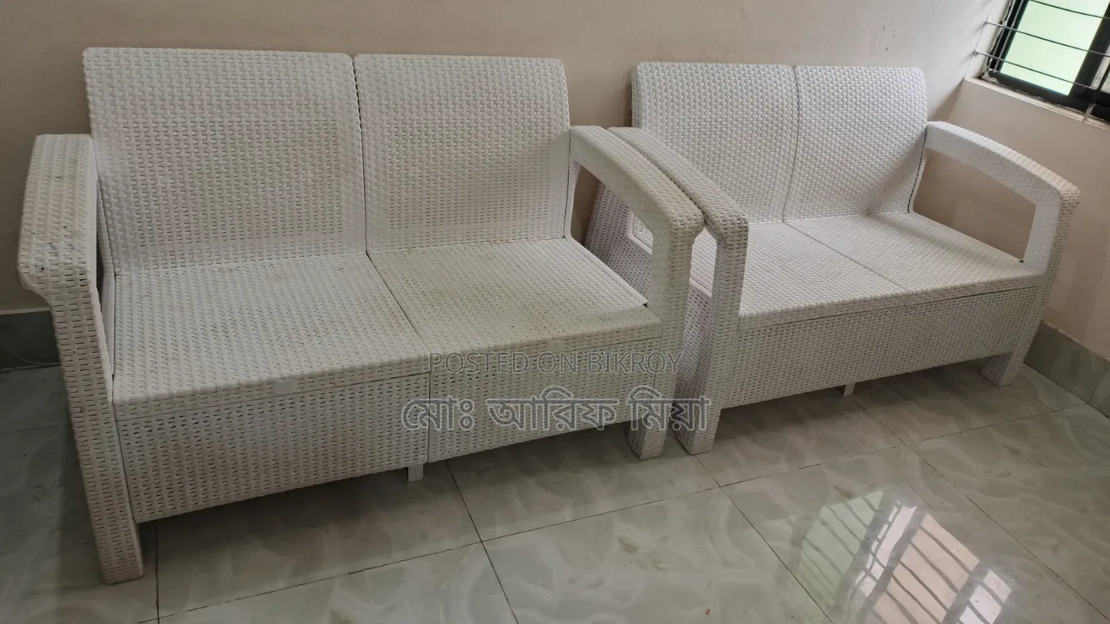 Caino Sofa Double (Two Set) With Foam White Cover (Maroon)