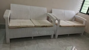 Caino Sofa Double (Two Set) With Foam White Cover (Maroon)