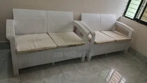 Caino Sofa Double (Two Set) With Foam White Cover (Maroon)
