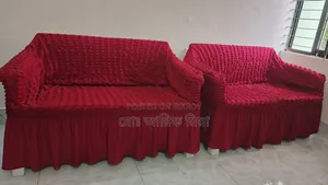 Caino Sofa Double (Two Set) With Foam White Cover (Maroon)