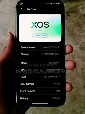 ইনফিনিক্স নোট এজ ২৫৬ জিবি কালো