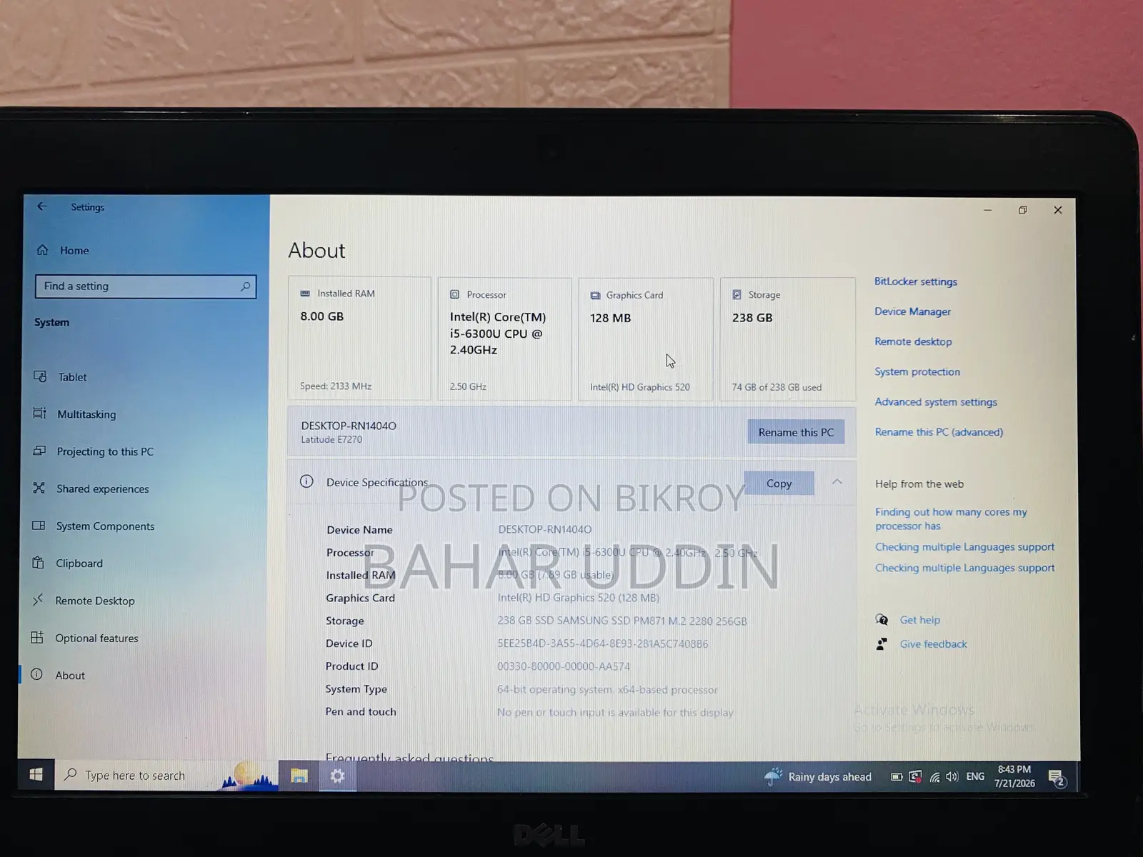 Laptop Dell G15 5525 8GB Intel Core I5 SSD 256GB