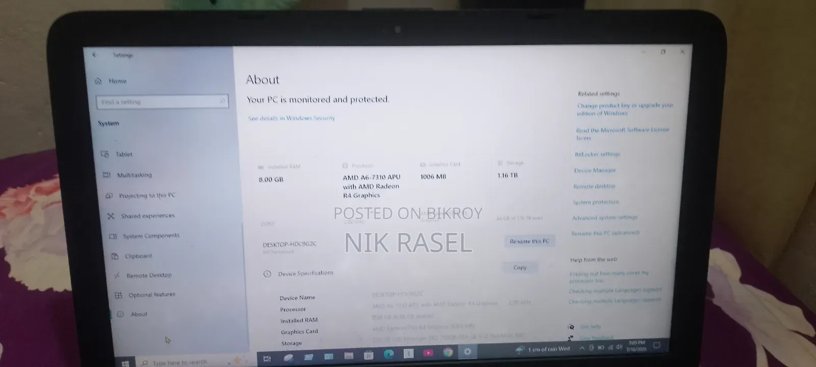 Laptop HP 15S 8GB AMD A6 SSD 256GB