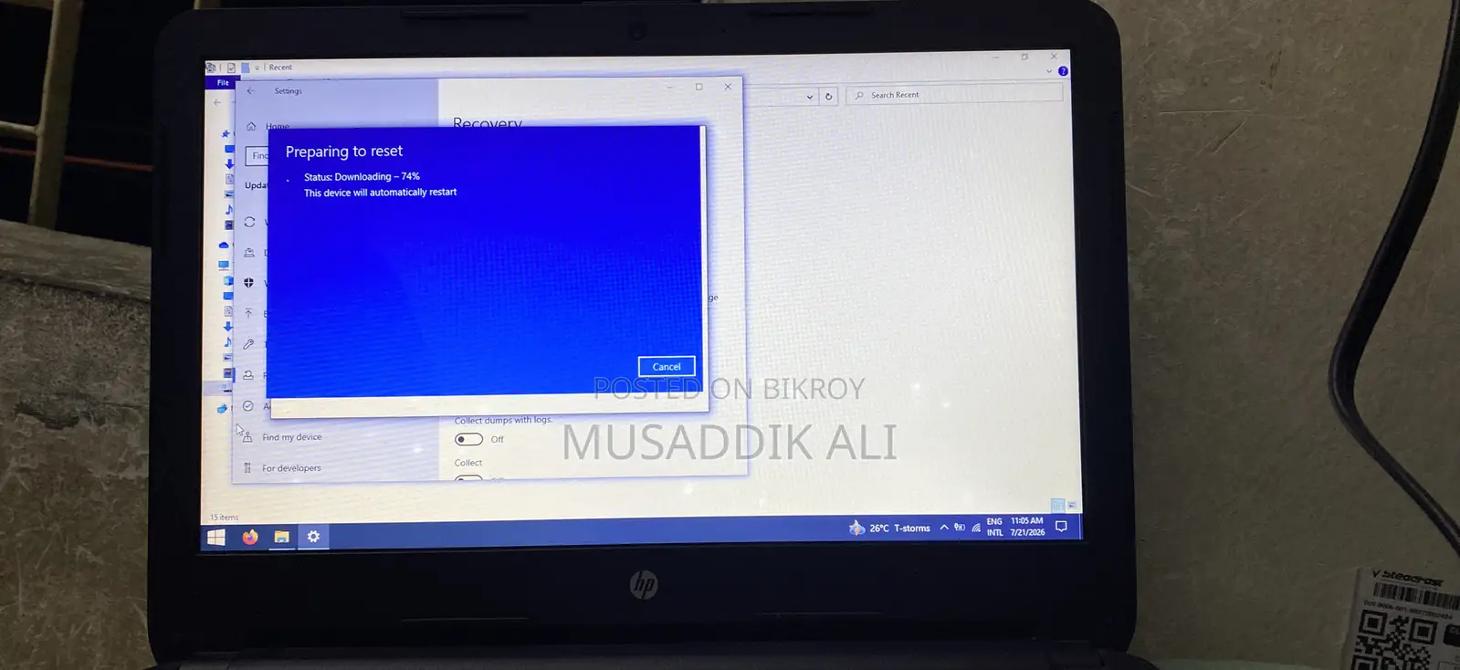 ল্যাপটপ এইচপি ১৫এস ৪জিবি ইন্টেল কোর আই৩ এইচডিডি+এসএসডি ১২৮জিবি