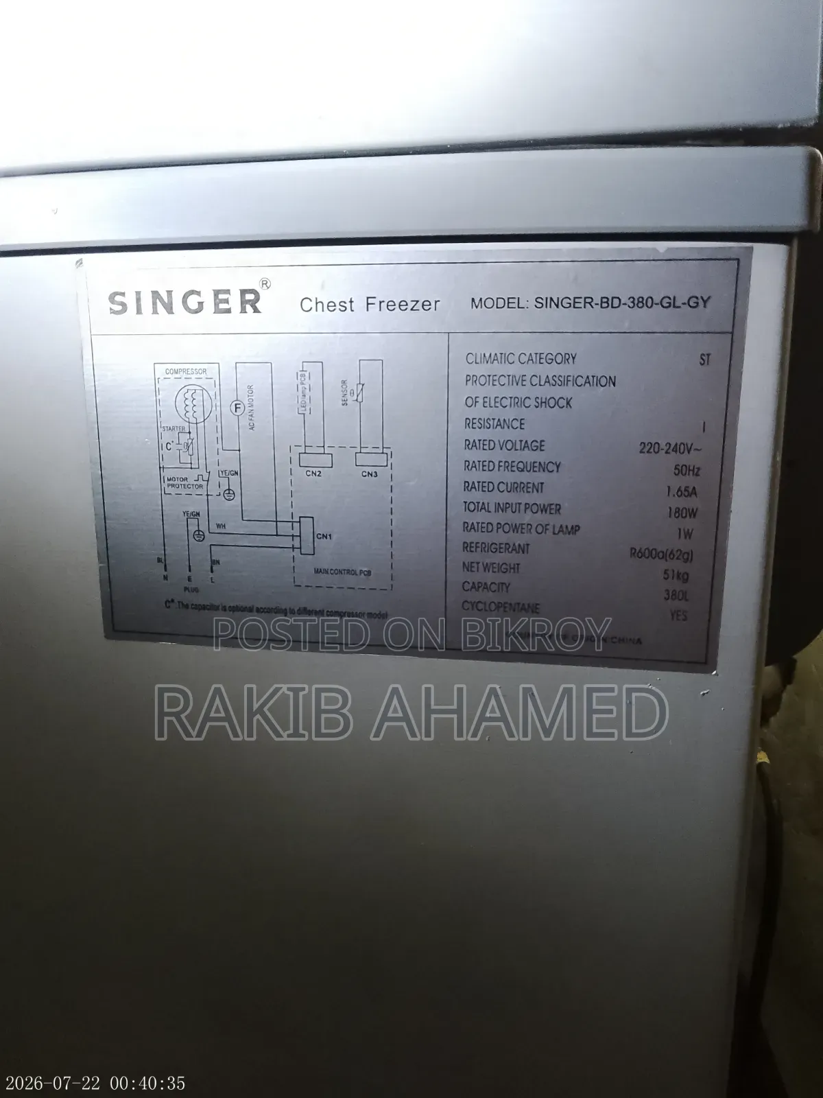 Singer Deep Freezer