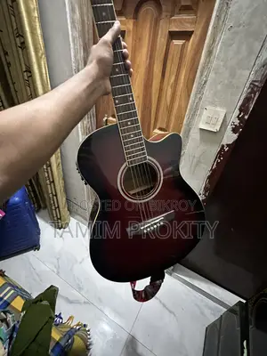 Semi-Acoustic Cutaway Guitar + Built-in Tuner/Eq + Skull Print Strap