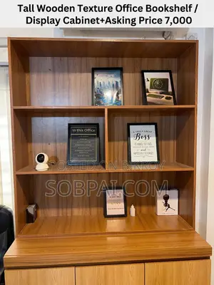 Used Tall Wooden Texture Office Bookshelf Display Cabinet