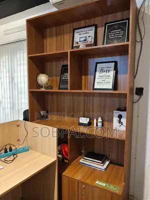 Used Tall Wooden Texture Office Bookshelf Display Cabinet