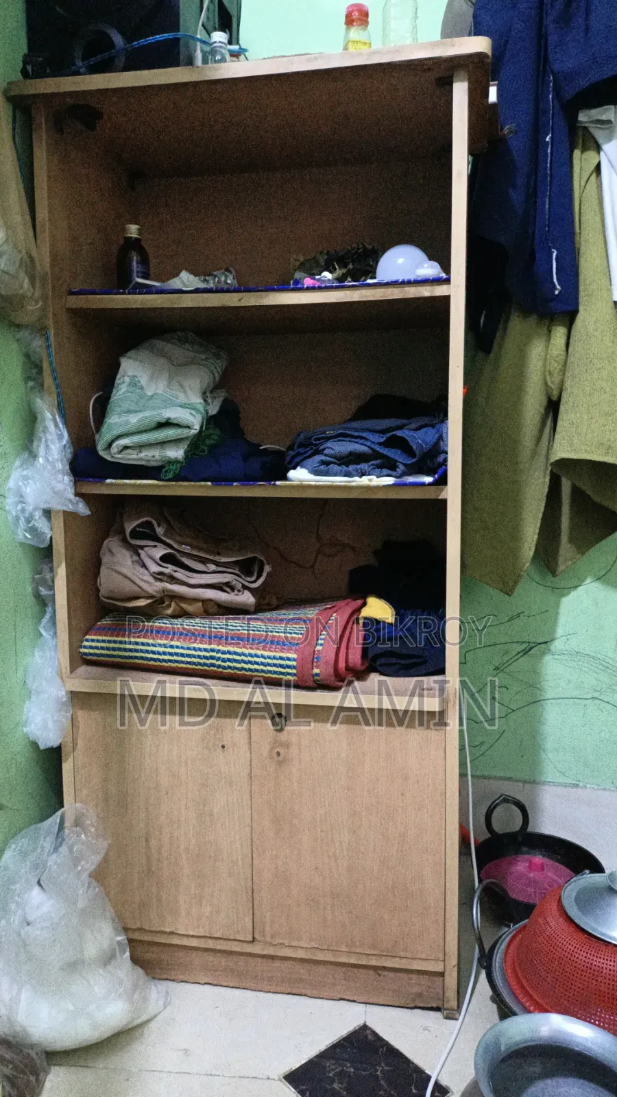 A table and a small wardrobe