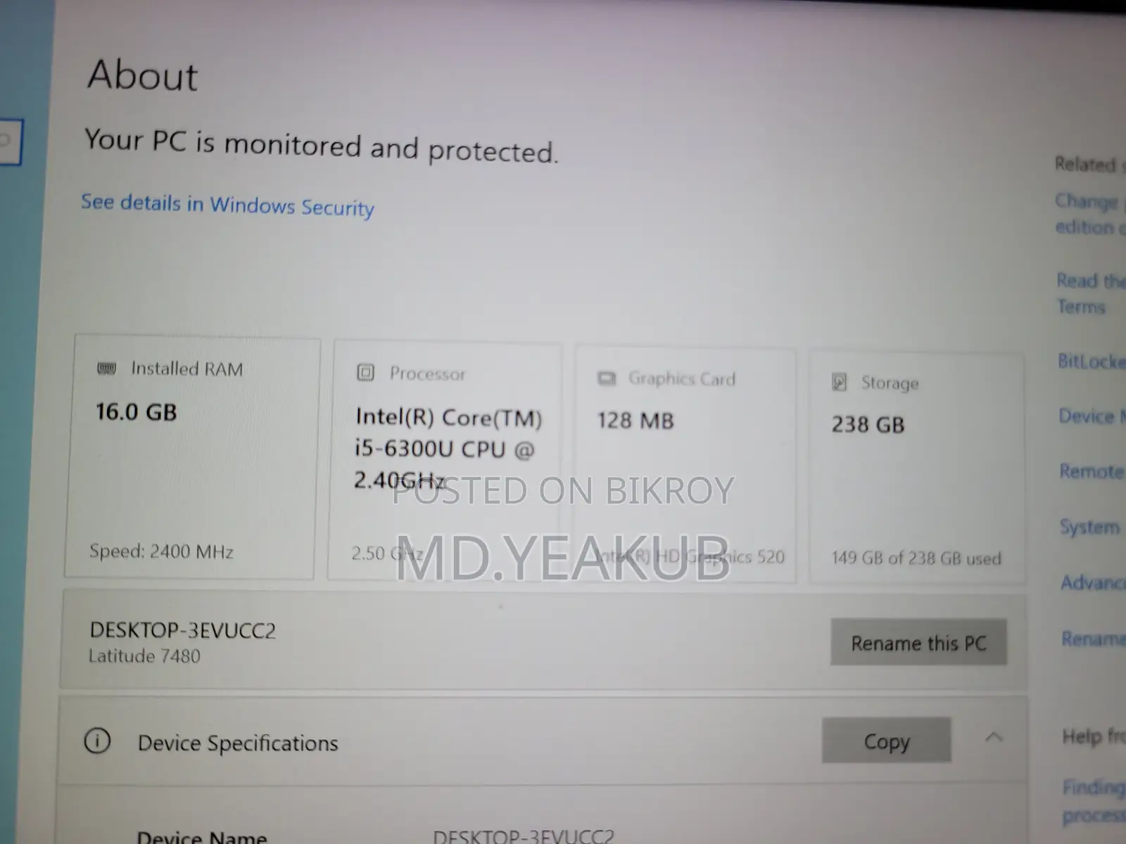 Laptop Dell Latitude 7480 16GB Intel Core I5 SSD 256GB