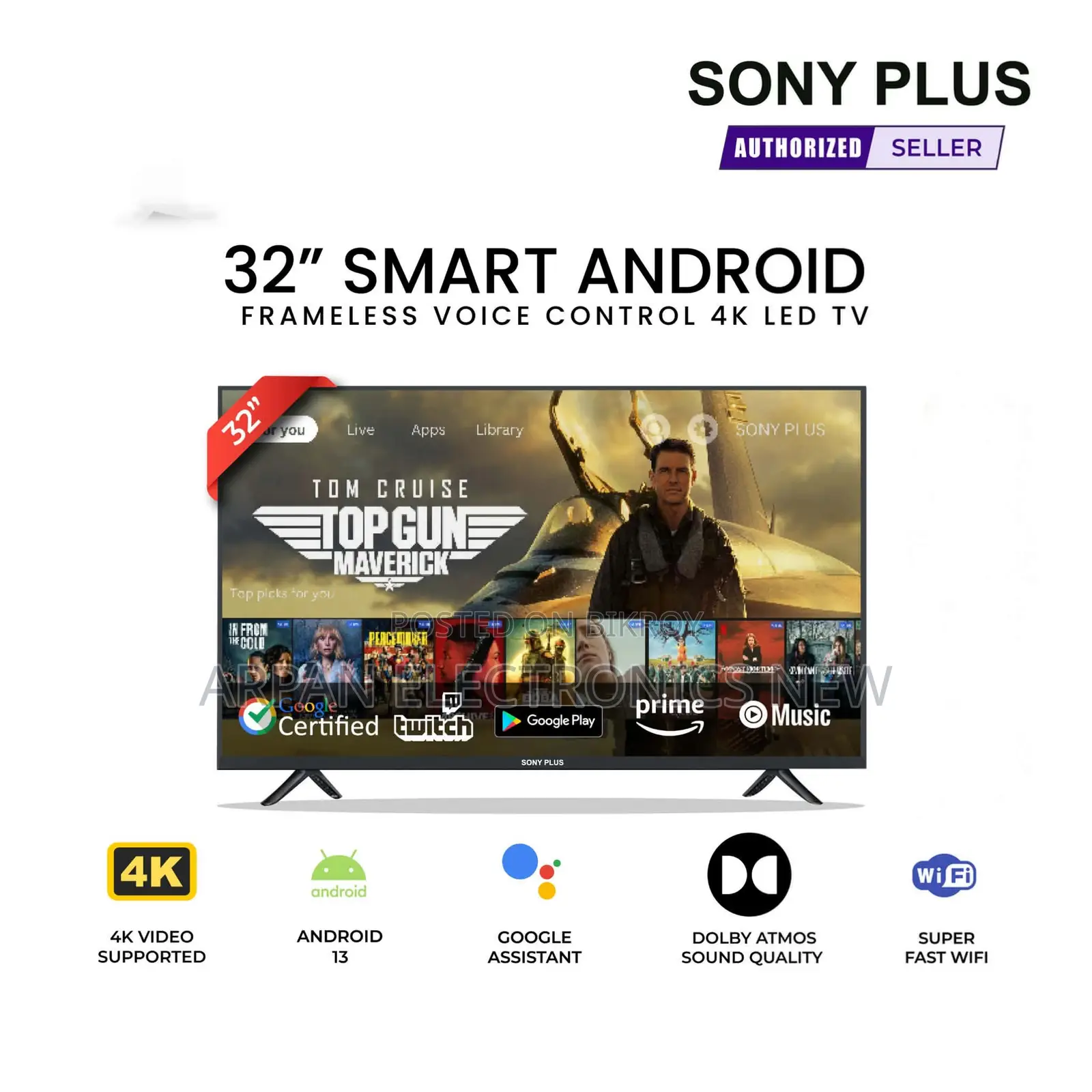 Voice Control SONY Smart TV (5 Years Guaranty) Android 32" INCH