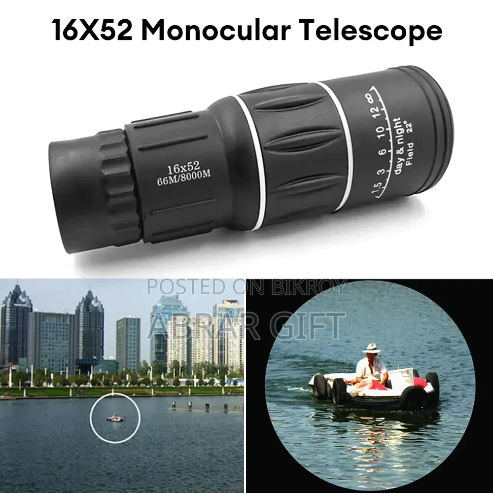 16x52 এইচডি মনোকুলার টেলিস্কোপ - দূরবীন (ডে-নাইট, ওয়াটারপ্রুফ)