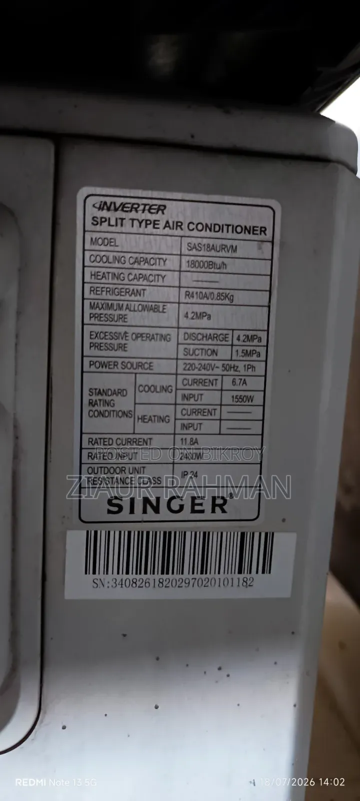 Singer Inverter AC