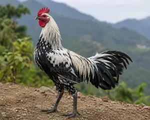Chicken. Rooster. Pigeon. Chinese Duck