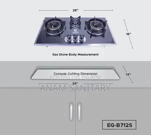 Gazi EG-B712S Triple Burner Stainless Steel Gas Stove LPG