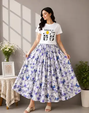 Linen Skirt and Tshirt Set