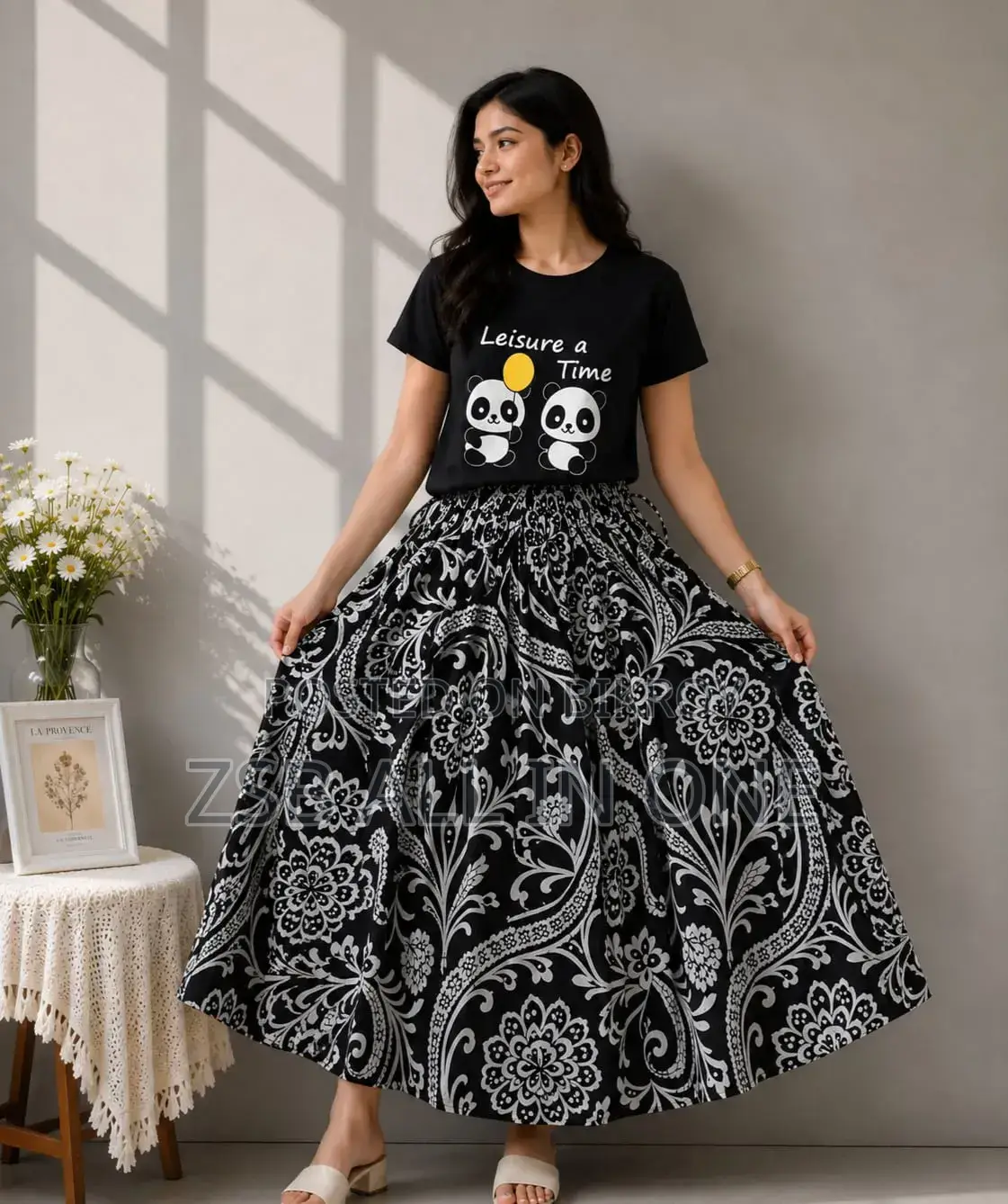 Linen Skirt and Tshirt Set