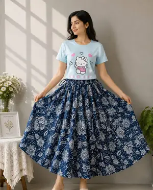 Linen Skirt and Tshirt Set