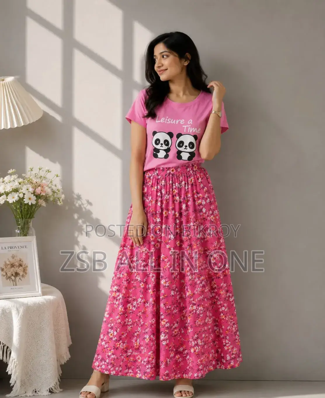 Linen Skirt and Tshirt Set