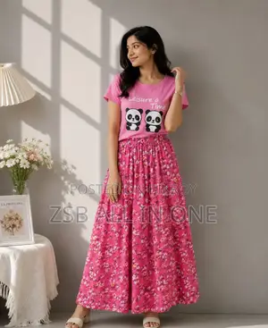 Linen Skirt and Tshirt Set