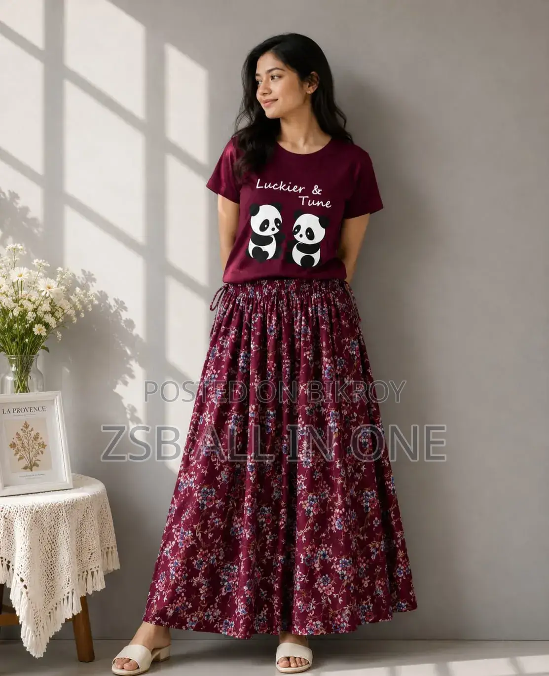 Linen Skirt and Tshirt Set