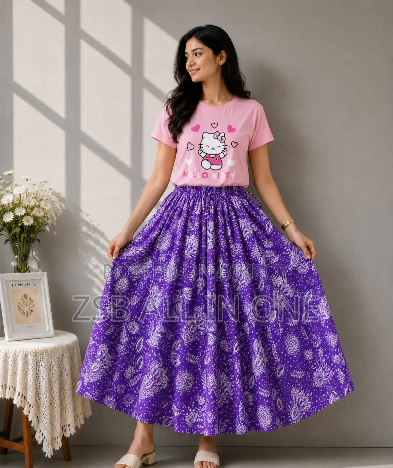 Linen Skirt and Tshirt Set