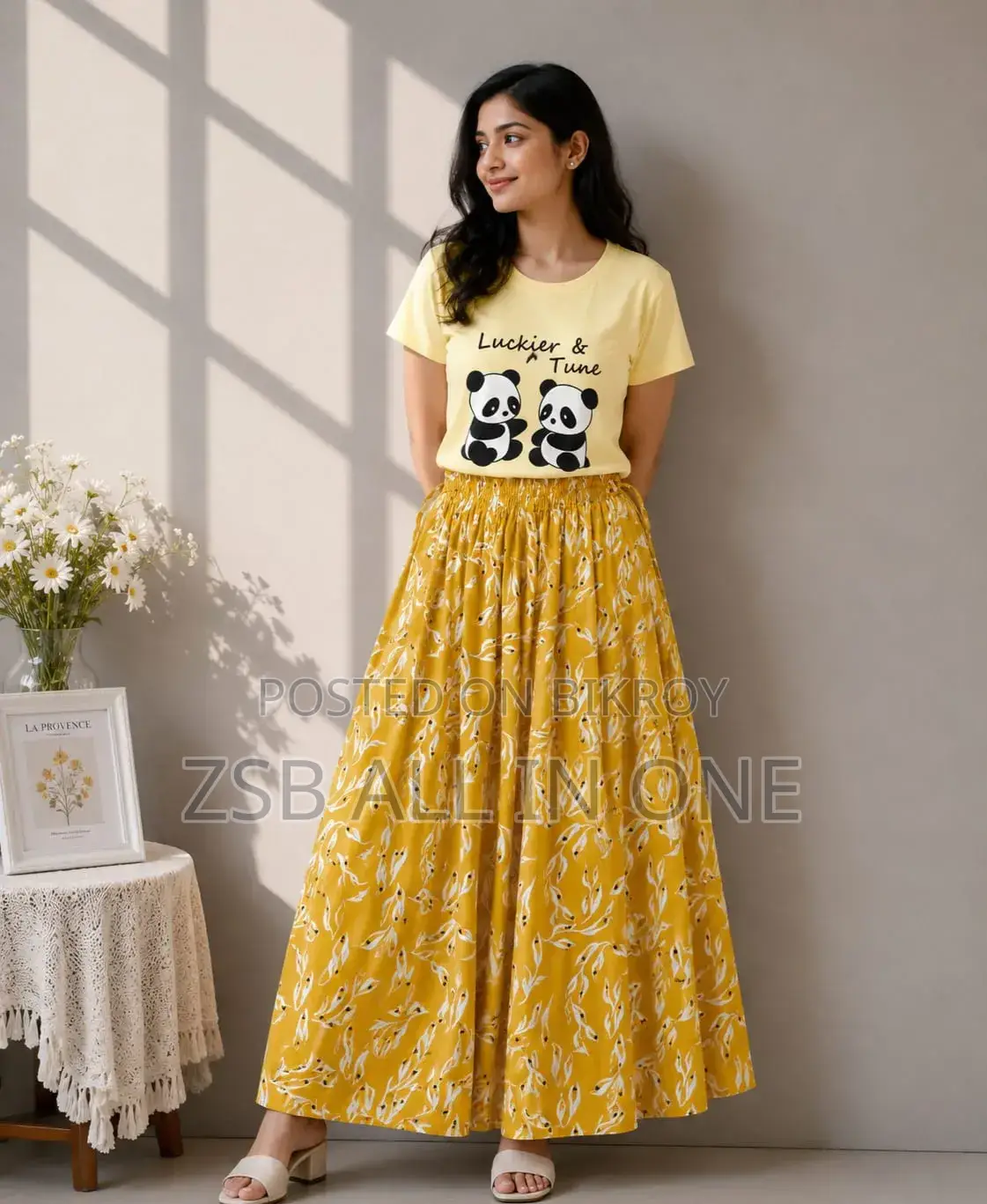 Linen Skirt and Tshirt Set