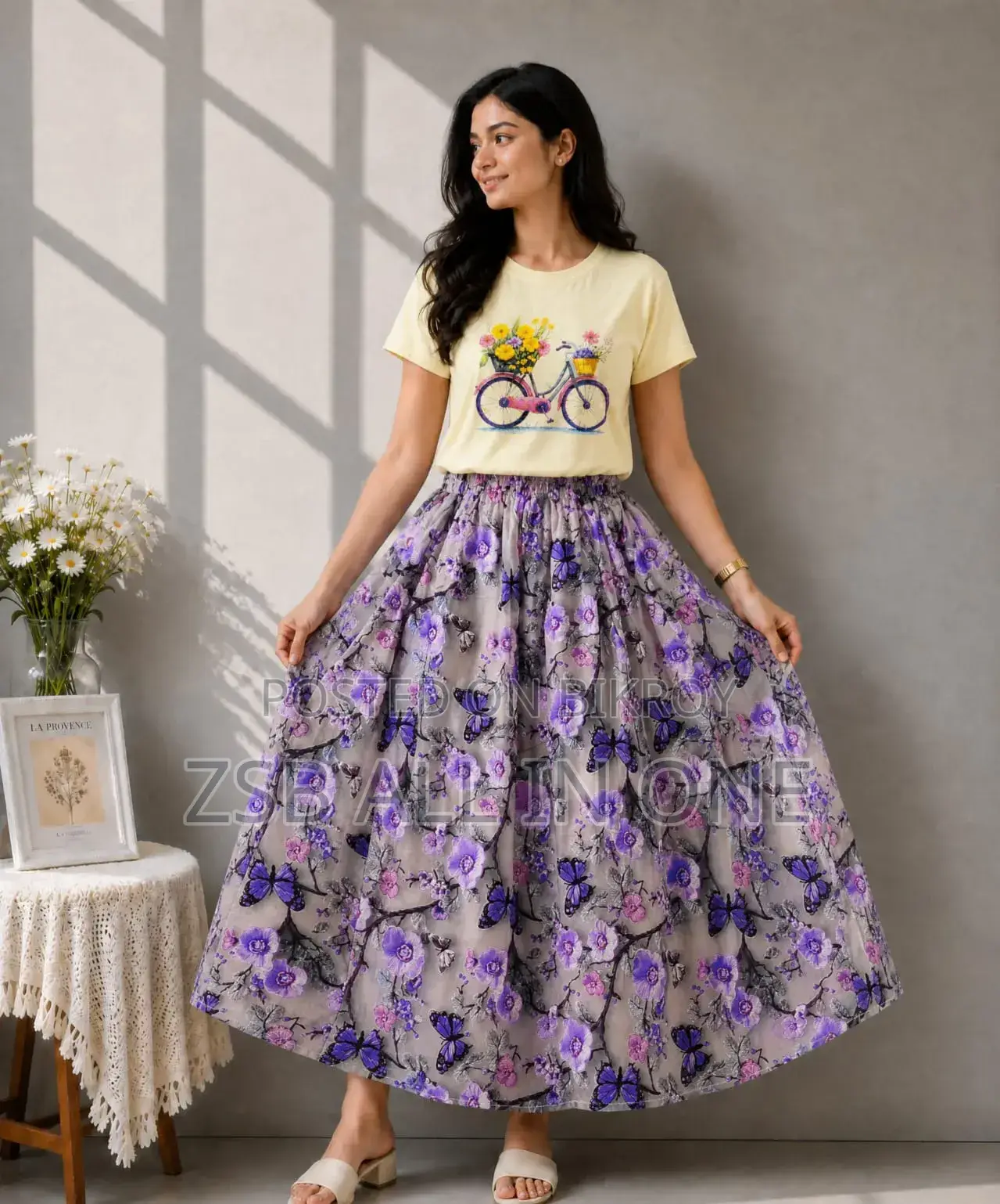 Linen Skirt and Tshirt Set